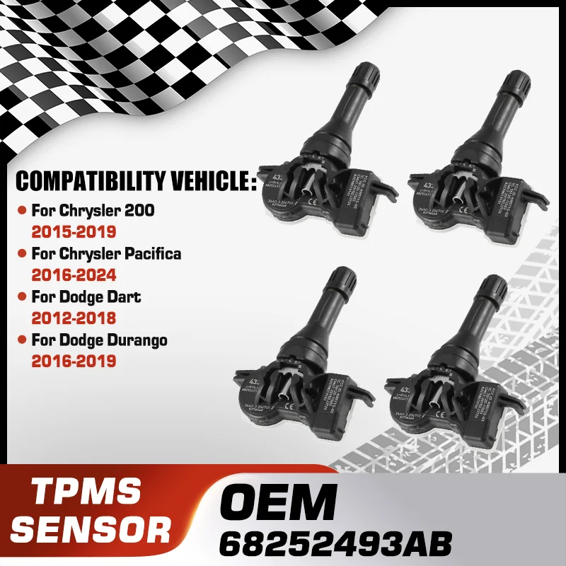 

1/4PCS Tire Pressure Sensor For Chrysler 200 2015-2019 Chrysler Pacifica 2016-2024 Dodge Dart 2012-2018 Dodge Durango 2016-2019