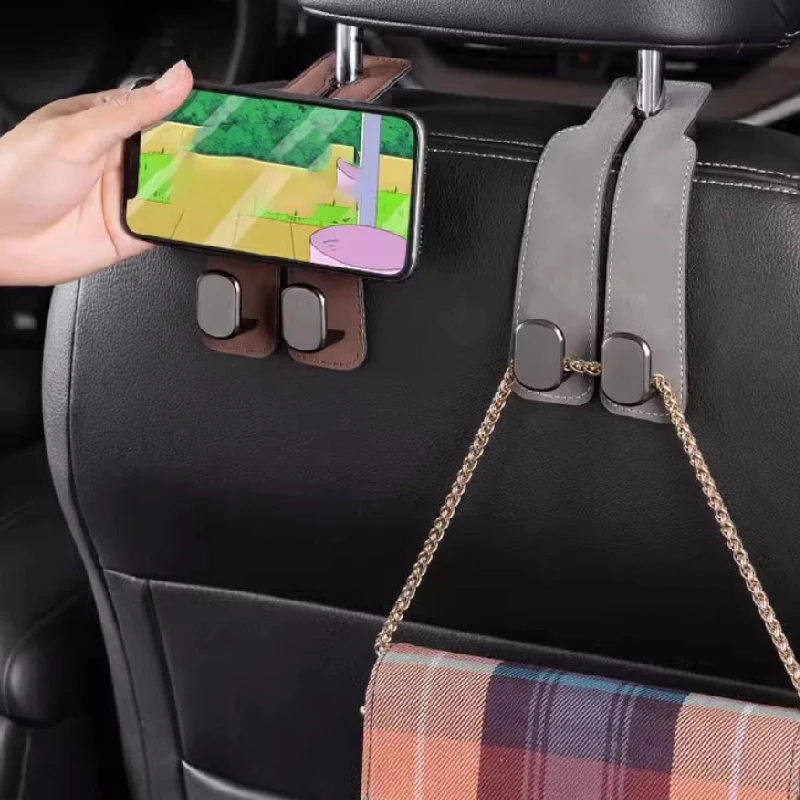 Car Multi-Functional Back Seat Hook Dual Hook Vehicle Storage Holder Double-Sided Carriage Stand for Automobile Organization