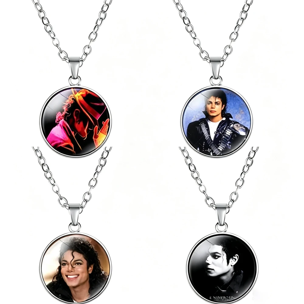 New Michael Jackson Necklace for Mens Drip Oil Alloy Neck Chain Retro The King of Pop MJ Charms Party Accessories