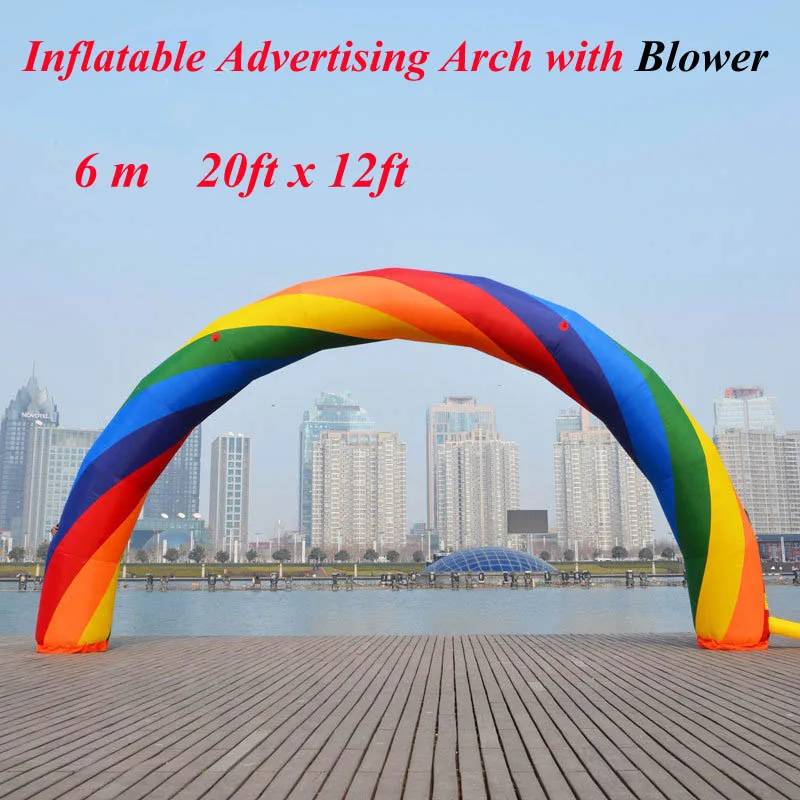 

6m Inflatable Rainbow 20ftx12ft Advertising Arch with Blower 220v Colorful Balloon for Advertisement