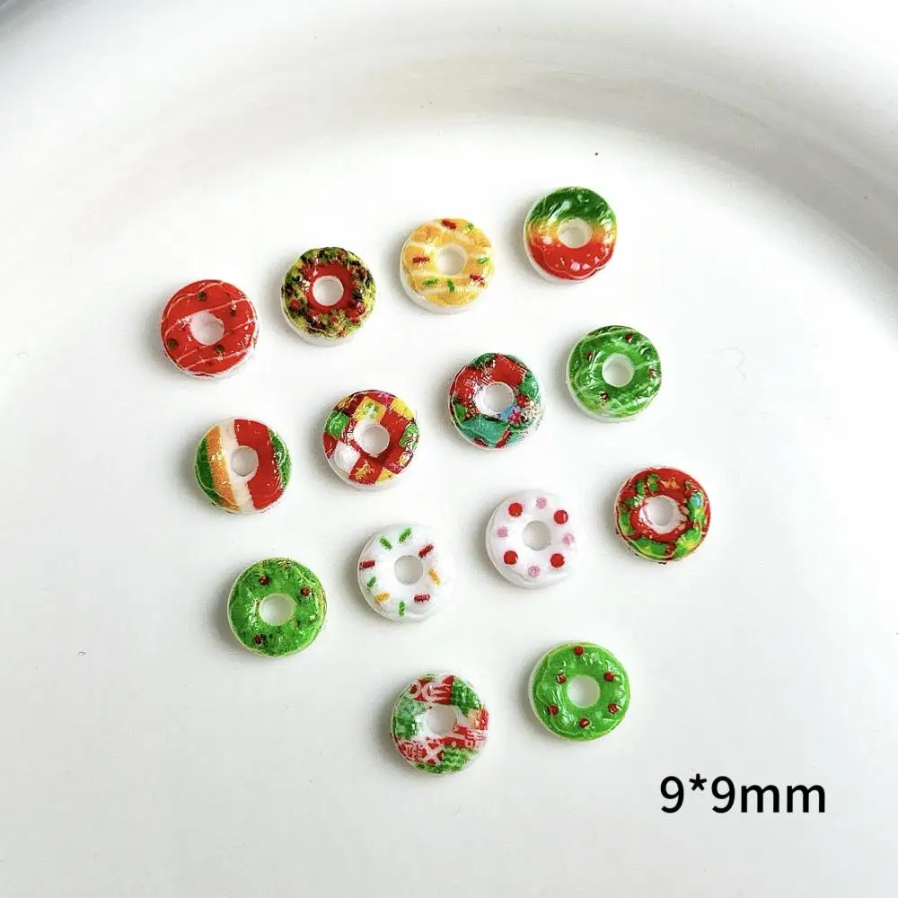 Meerdere kleuren donut nagelbedels Creatieve gesimuleerde geschilderde donut Kersthars Nail Art Decoraties DIY nagelaccessoires