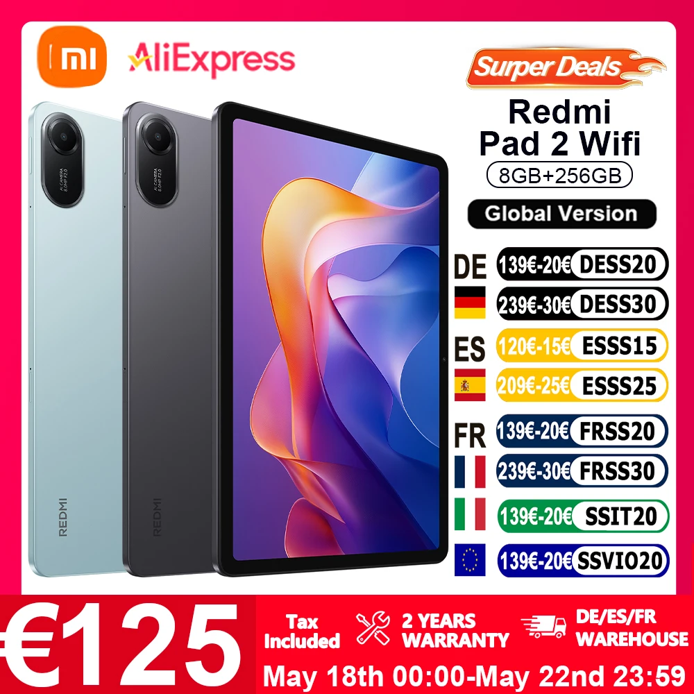 Version mondiale xiaomi redmi pad 2 WIFI 11 "9000mAh batterie 90Hz avancé Helio G100-Ultra 2 to stockage extensible Xiaomi HyperOS