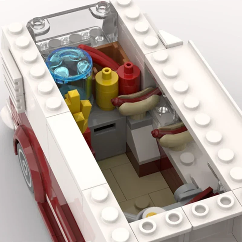 ชุดตัวต่อรถฟู้ดทรัคขนาดเล็ก รุ่น T1 ของเล่นตัวต่อแบบโมดูลาร์ ของขวัญสำหรับเด็ก ชุดประกอบ DIY