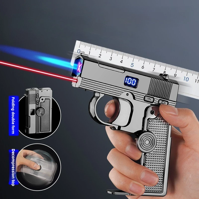 New multifunctional folding dual form decompression gyroscope gas electric dual-purpose windproof lighter alloy body gift box