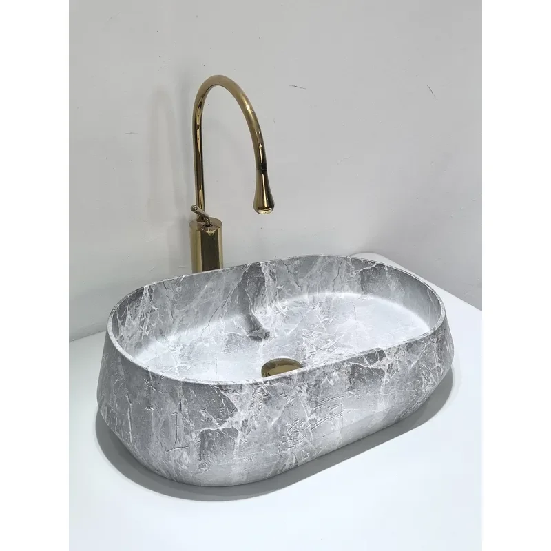 Modern Irregular Resin Wash Basin Artificial Stone Solid Surface Sink for Bathroom Hotel Home Decor Marble Look Vessel Bowl