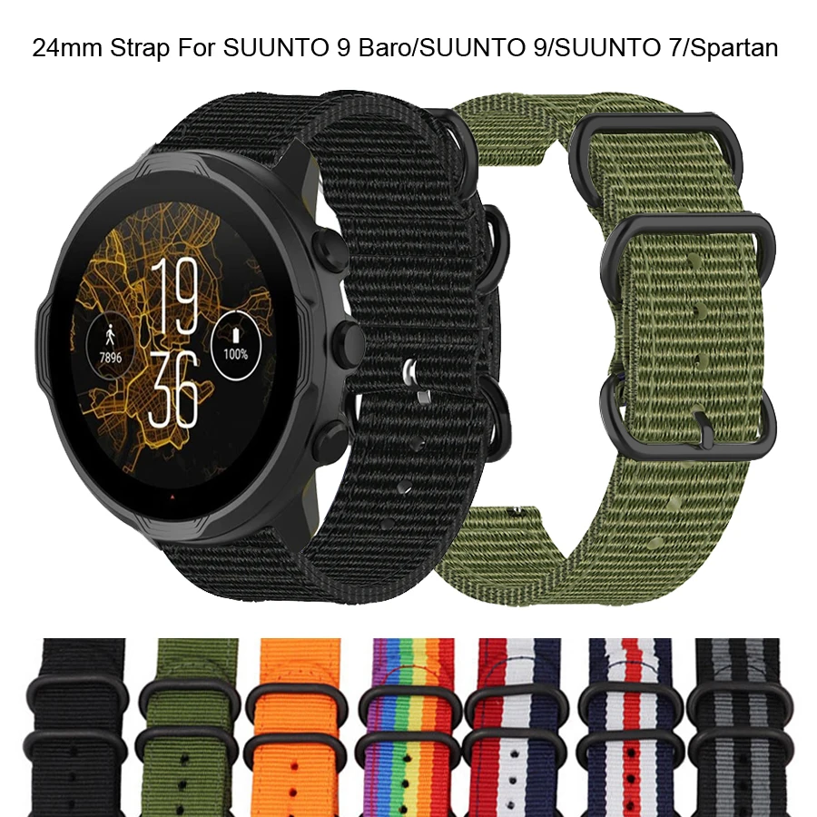 Correa de lona para reloj inteligente SUUNTO 9 Baro, pulsera de nailon para Suunto 9/7/D5/Spartan Sport/Wrist HR, 24mm