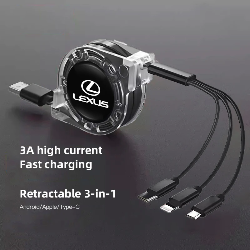 3 في 1 مايكرو USB نوع C كابل شحن شاحن متعدد لكزس RX300 IS200 IS250 ES350 Ct200h UX250h NX300h RX350 ES300h RX400h #1