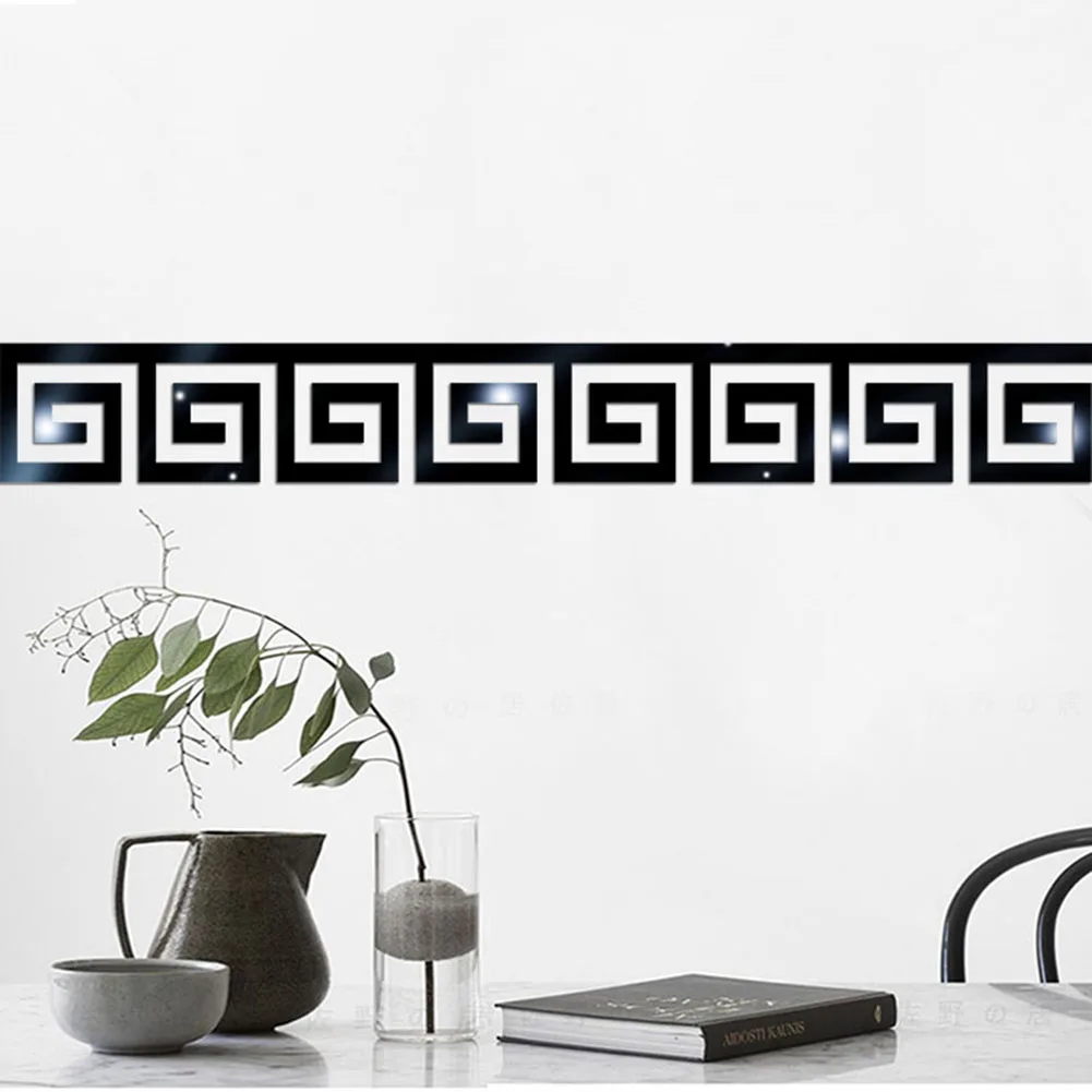 Reflective Mirror Wall Sticker Waist Line Edge Strip Decal for TV Background Home Decoration Acrylic Decal 10PCS
