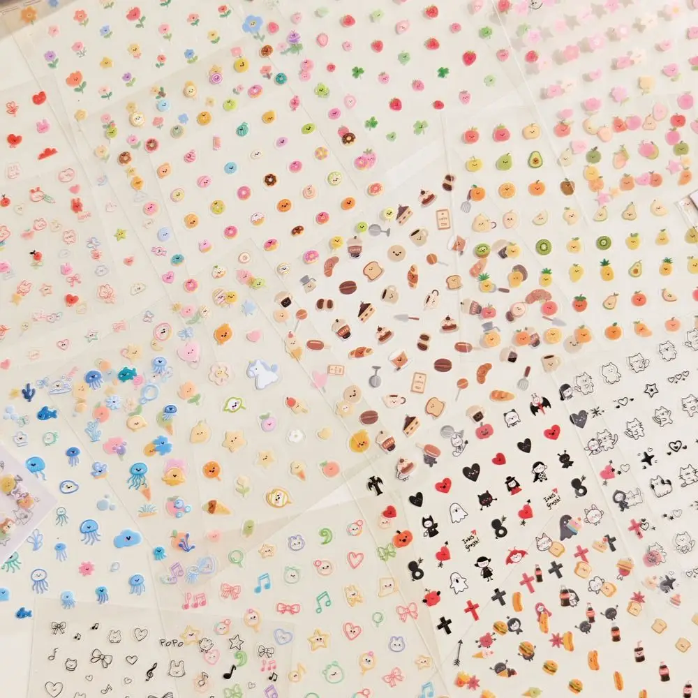 24장/세트 DIY 네일 스티커 셀프 접착 만화 컵 스티커 다기능 소프트 엠보싱 3D 매니큐어 데칼