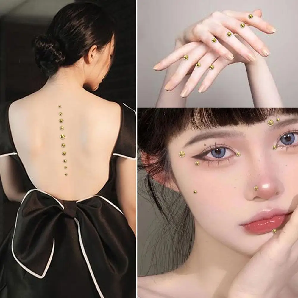 1 Juego de pegatinas, Piercing falso para el arco, sin perforación, anillo para la nariz y el vientre, pendiente con pasador para labio, ancla dérmica, joyería para el cuerpo superior