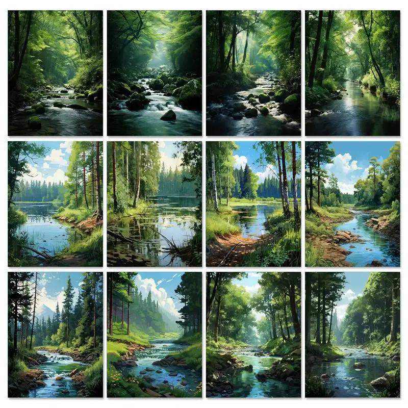 

GATYZTORY Scenery Paint By Numbers Kits Forest Drawing Coloring By Numbers For Easy Beginner Unique Gift Home Decor With Frame