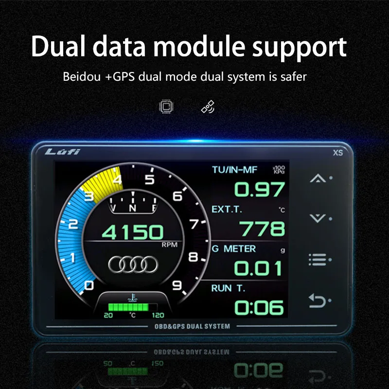 New Lufi XS Instrument Panel OBD+GPS Multifunctional LCD Instrument Panel Turbo Boost Oil Pressure Water Temperature Meter