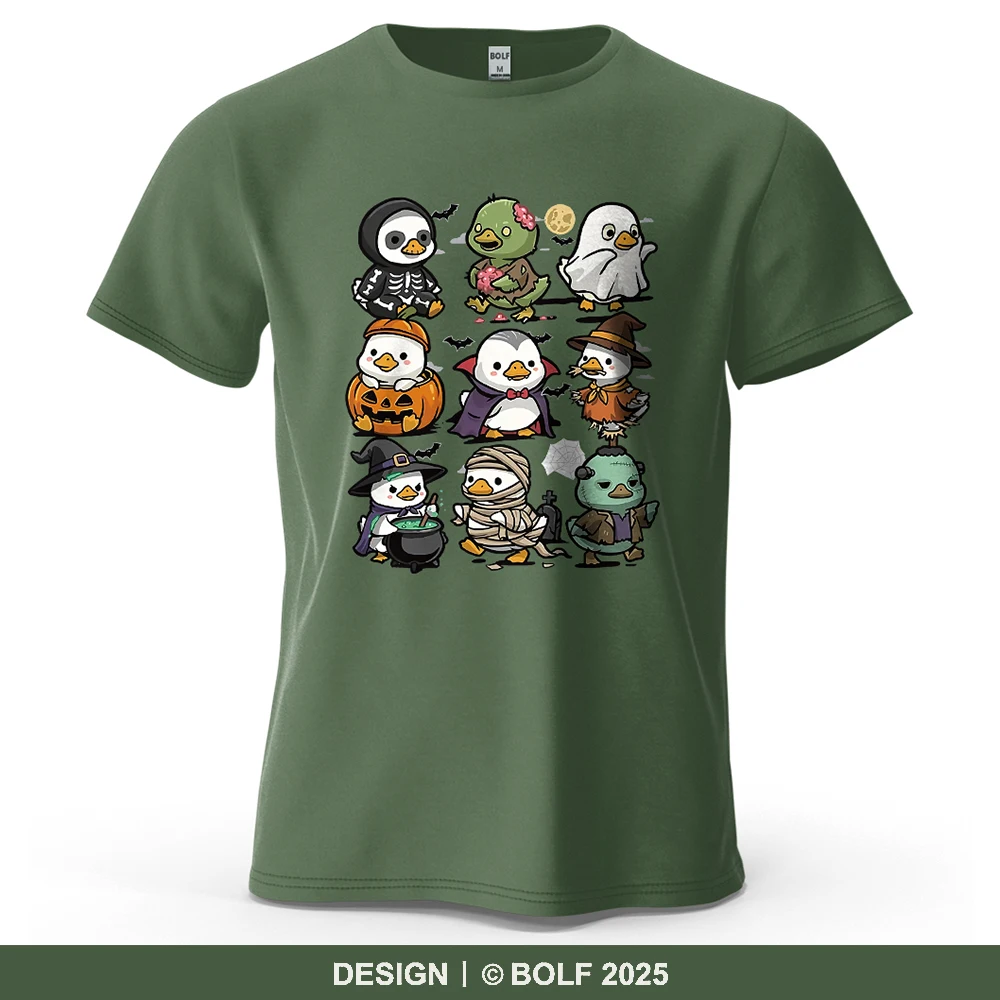 Halloween-Enten, süßes bedrucktes Herren-T-Shirt, 100 % Baumwolle, übergroße, festliche Grafik-T-Shirts für Damen, Tops, T-Shirts, Urlaub, Streetwear