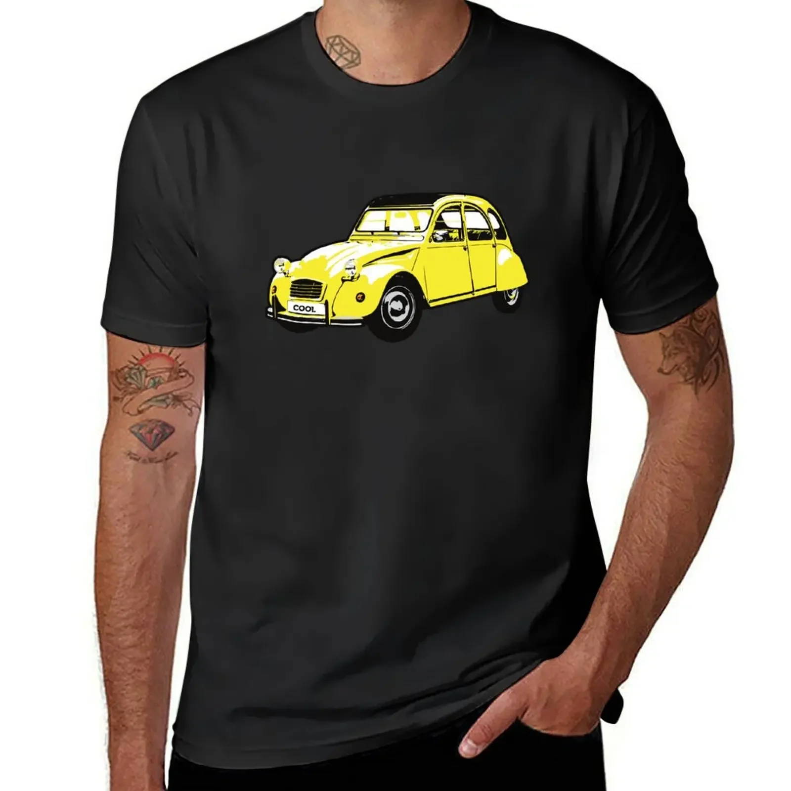 Yellow Classic French Car T-Shirt oversized rapper graphic tees oversized t shirt men