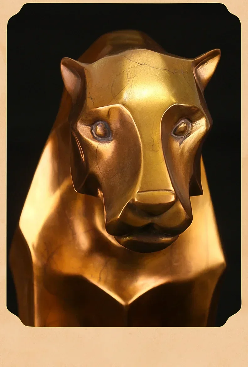 Brass leopard ornament large golden leopard handicraft ornament office home jewelry opened