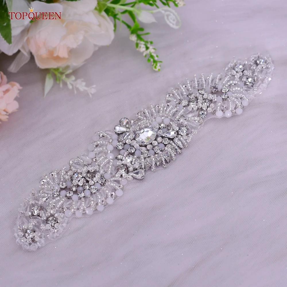 

TOPQUEEN S78 Bridal Rhinestones Belt for Wedding Accessories Women Party Evening Dresses Peals Belts Handmade Beaded Decorative