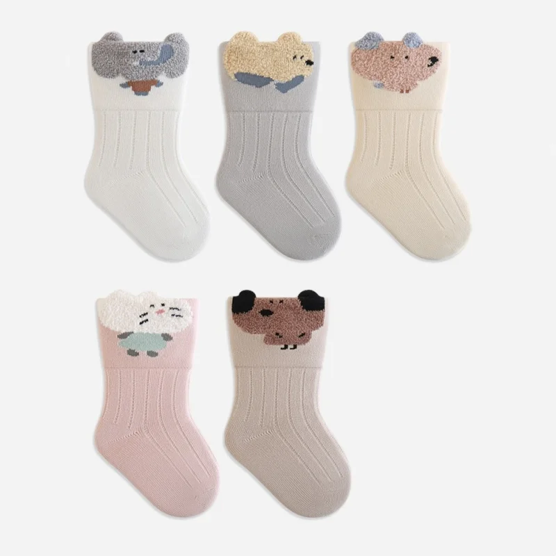 جوارب قطنية للأطفال حديثي الولادة، جوارب مريحة تسمح بمرور الهواء، كارتونية لطيفة للفتيات والأولاد من عمر 0 إلى 5 سنوات