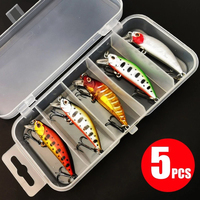 5pcs Fishing Lures Kit Sinking Minnow Trout Artificial Bait Crank Bait Bass Fishing Tackle