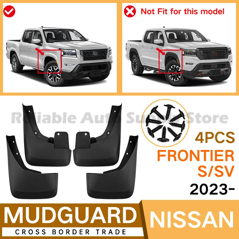 For Nissan Frontier S SV 2023 Premium Navara Mud Guards Front Rear Car Accessories Durable Protection Stylish Design