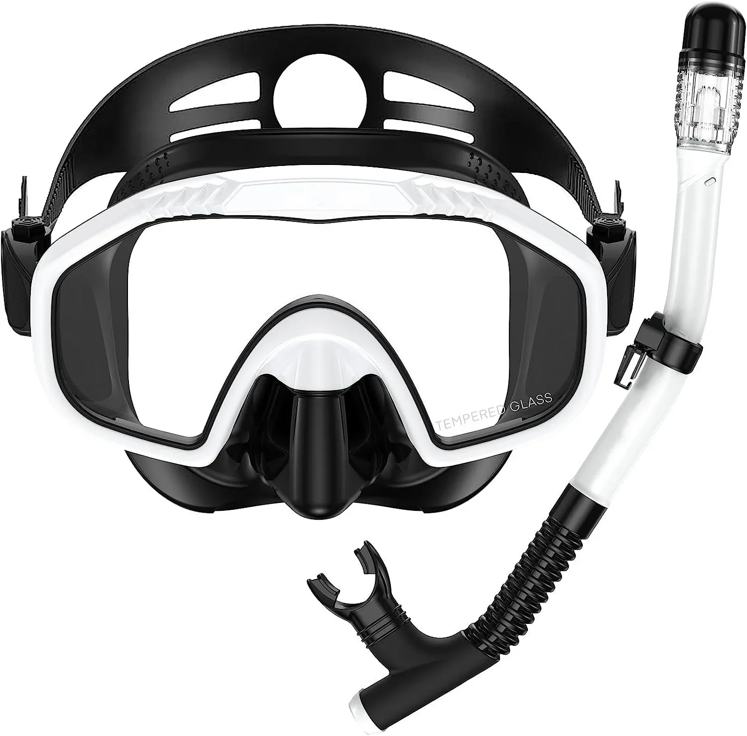 

Adult snorkeling set Tempered glass diving goggles Full dry breathing tube Men's and women's anti-fog diving goggles