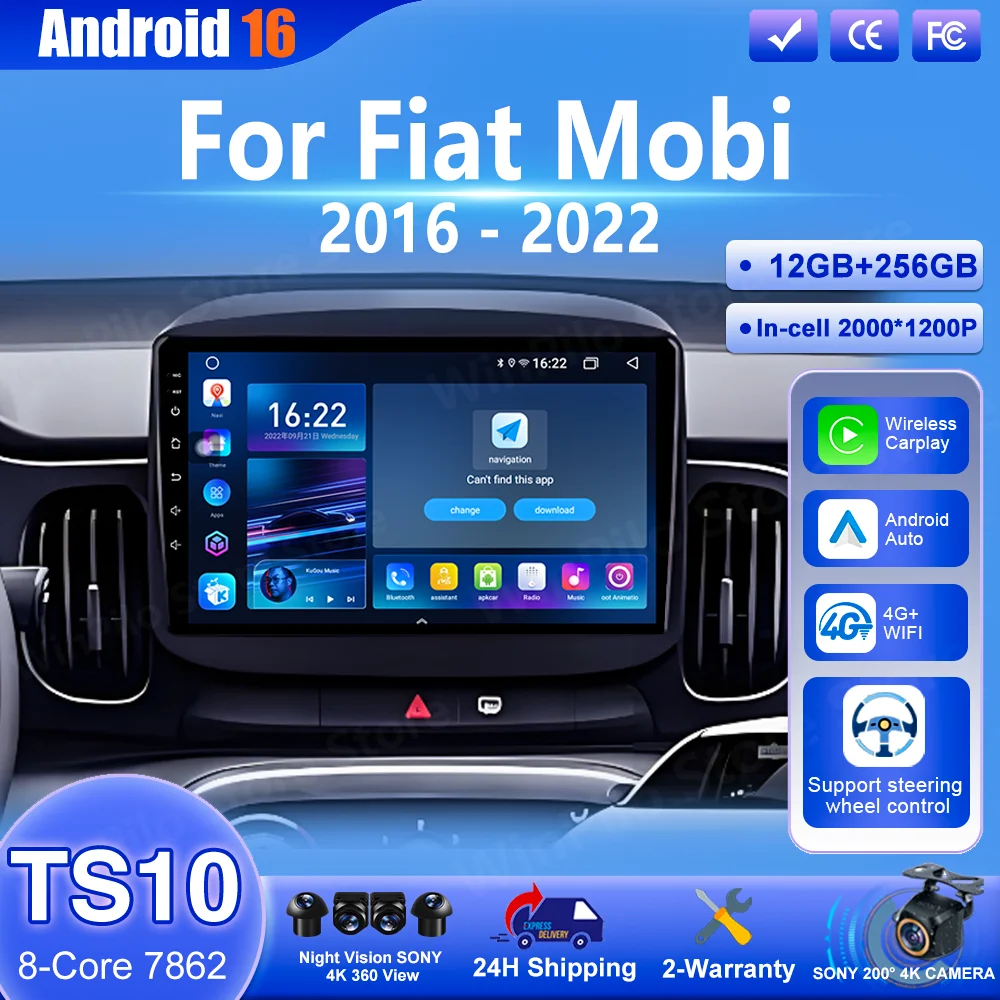 

Android 16 Carpaly Navigation GPS For Fiat Mobi 2016 2017 2018 2019 2020 2021 2022 Auto Multimedia Video Player Touch Screen Car