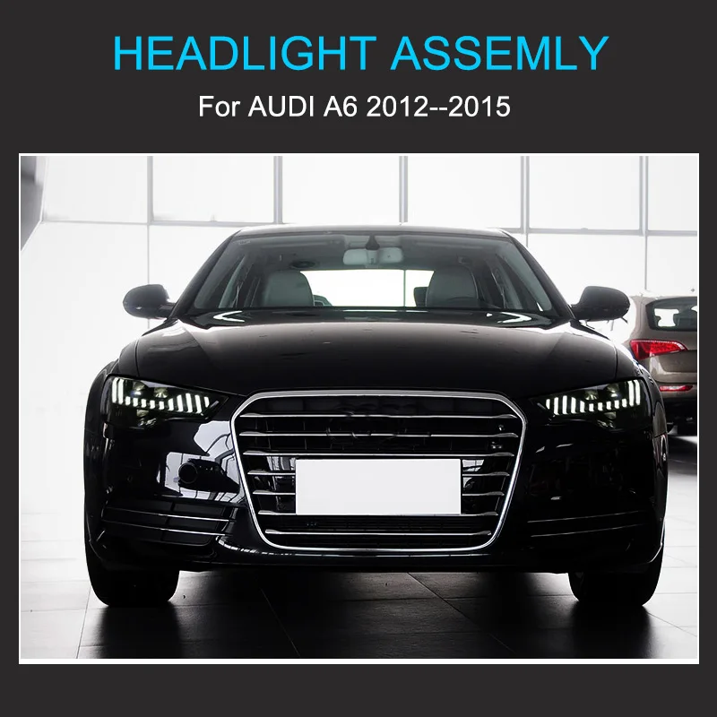 1 Pair LED Headlight Assembly for Audi A6 C7 2012-2015 Headlights Plug and Play with LED DRL Dynamic Turning Front Headlights