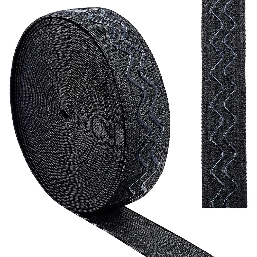 1pc 5 Yards 20mm Wide Non-Slip Elastic Ribbon Wave Silicone Elastic Gripper Band Tape Stretch Rubbers Elastic Straps Belt