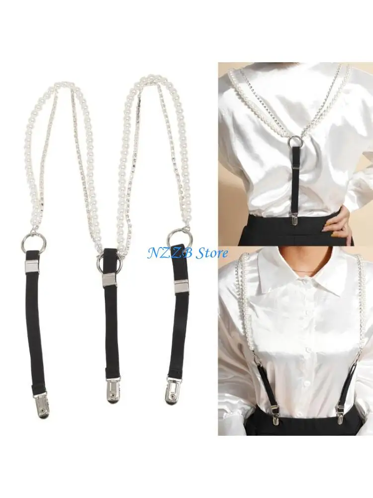 

T21F Suspenders for Girls and Women Elastic Wide Adjustable Heavy Strong Pants Clips