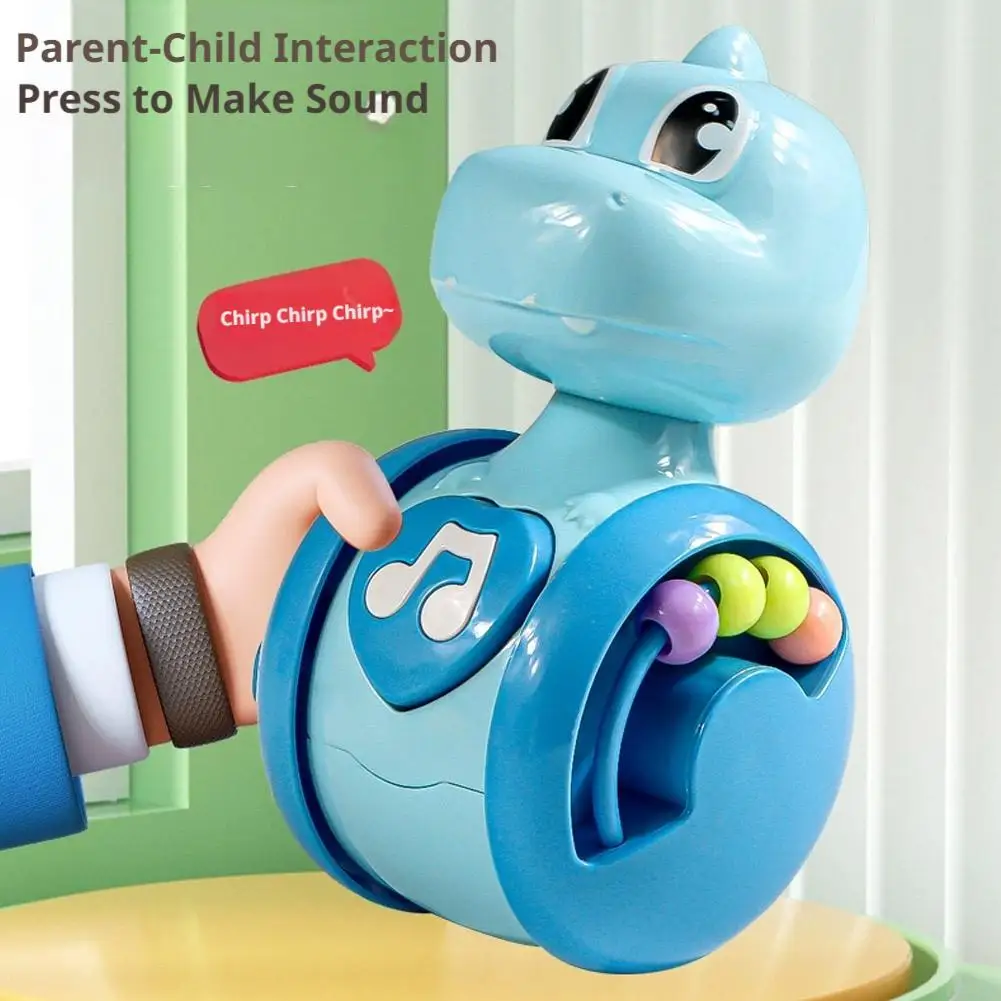Sliding Dinosaur Tumbler Toy Rattle Beads Interactive Rocking Rolling Toy, Early Developmental Grasping Sensory Education Toys