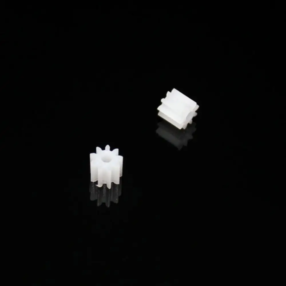 10 個 9 歯モーターギアアクセサリーホワイトプラスチックモーターエンジンギア折りたたみクアッドコプター部品