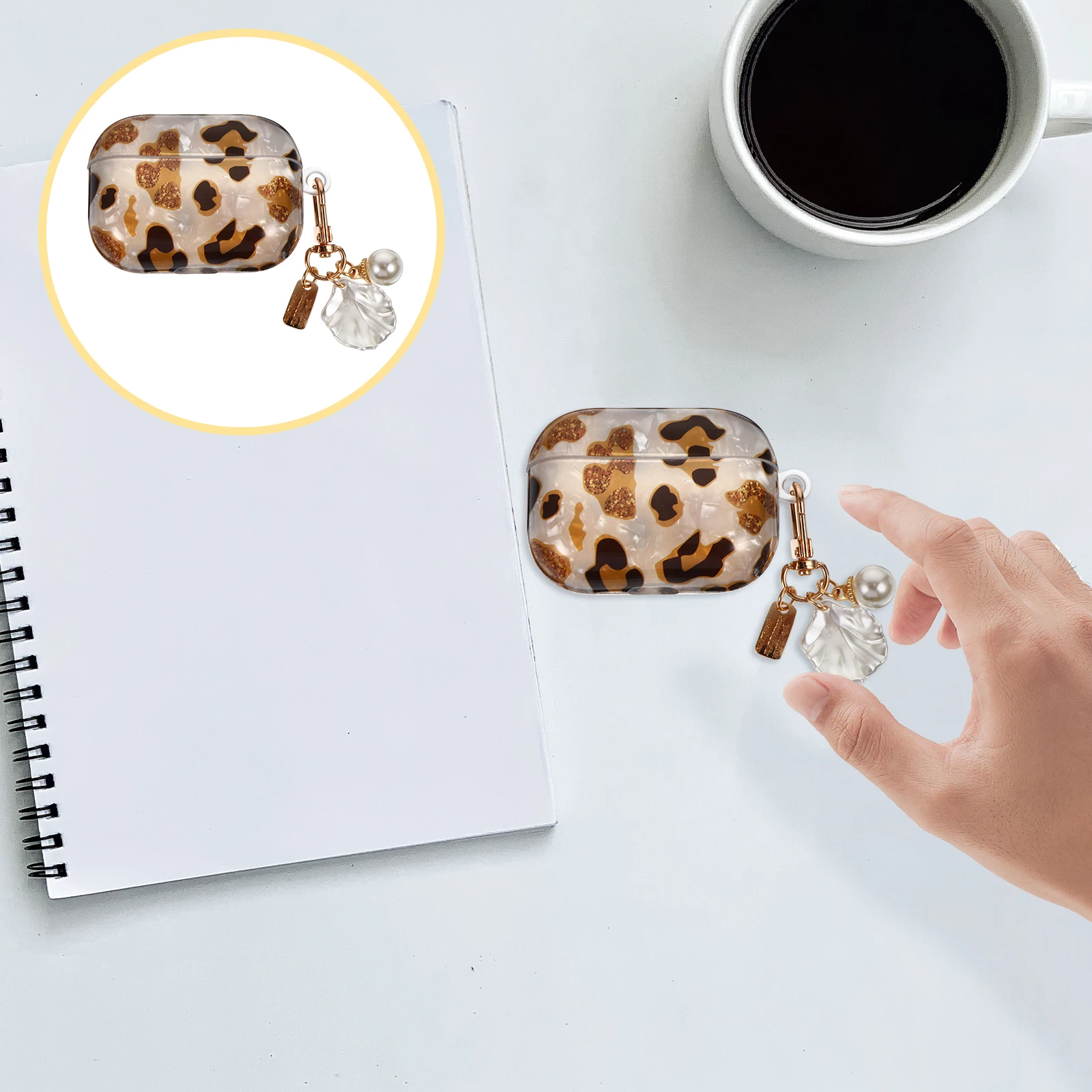 

1pc Leopard Print Wireless Earphone Case Stylish Portable Headphone Cover With Keychain Compatible For Airpods Gift