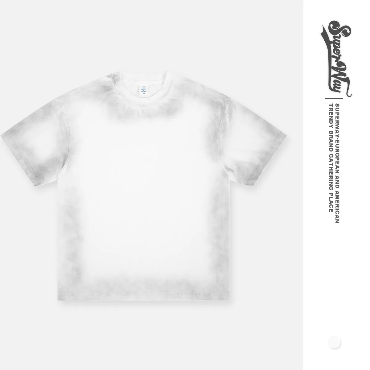 SUPER WAY 2026 Summer Heavyweight 310G All-around Spray Color Aged Retro Solid F625 Color Basic Short-sleeve T-shirt