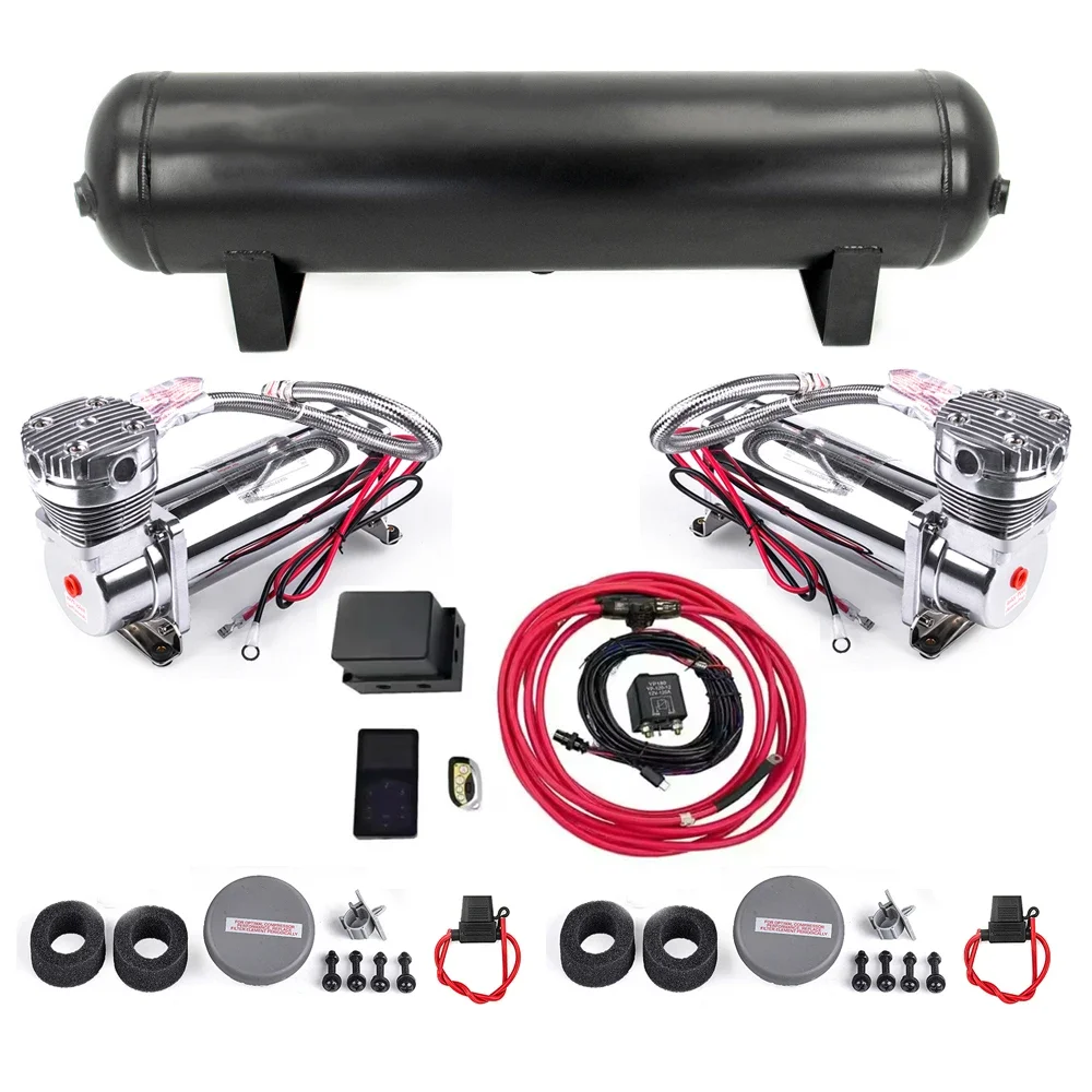 

Dual Pump Manual Air Management Kit 3 Segment Memory Controller with 5 Gallon Air Tank For Truck