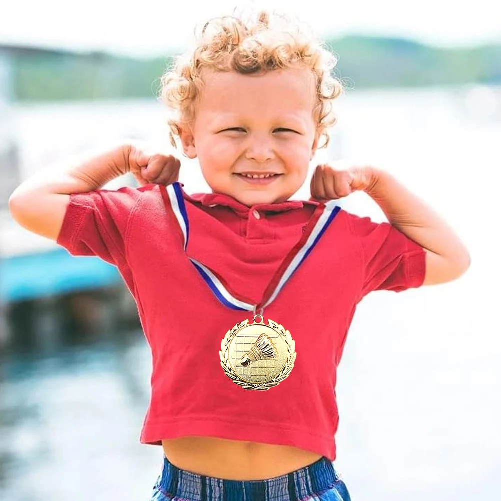 5cm Badminton Medal Gold/Silver/Bronze Medal with Neck Ribbon Sports Medals Badminton Award Medals for Party Activities