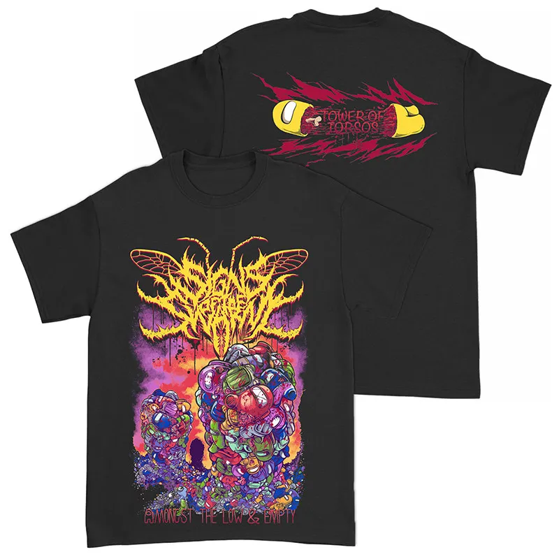 SIGNS OF THE SWARM Band Deathcore Dark American-style Men's Cotton T-shirt Short Sleeves