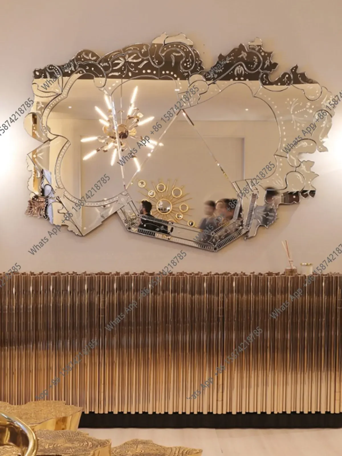 Xx Mirror Carved Mirror, Entrance Art Decorative Mirror, Simple Living Room, Foyer Sofa, Background Wall, Mirror, Model Room