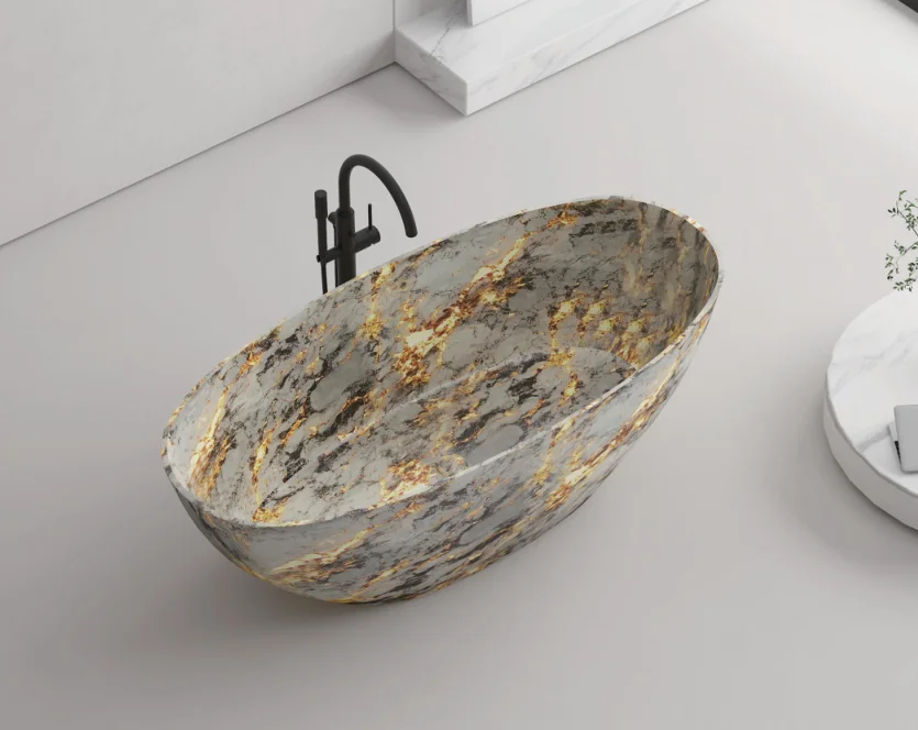 Artificial Stone Deep Soaking Vichy Freestanding Bathtub Custom Colored Bathtub Warm Bathtub