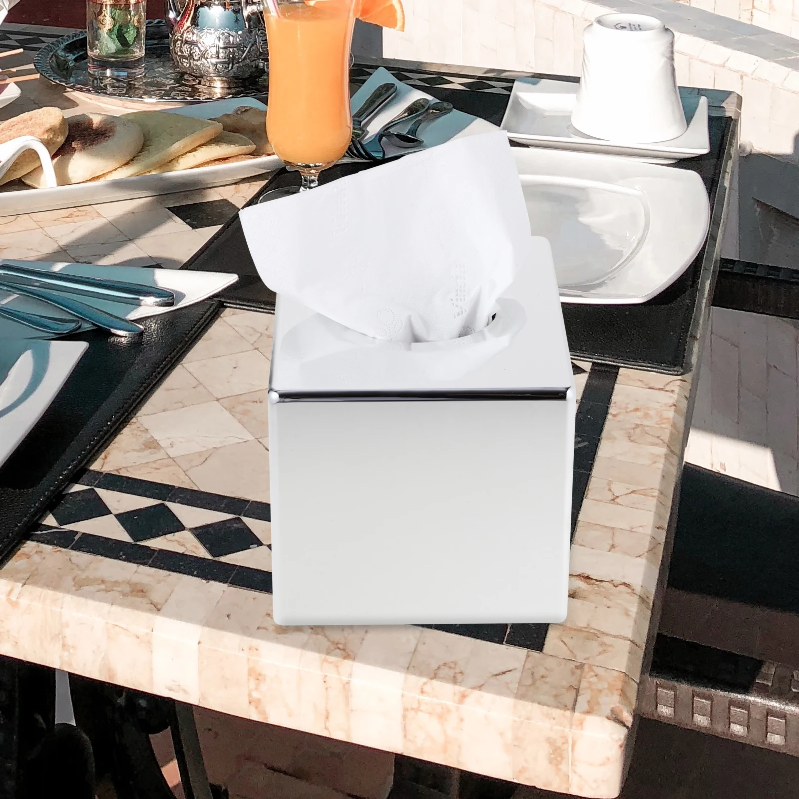 

Stylish Electroplating Tissue Box Household Rectangular Plastic Holder Decorative Smooth ABS Hollow for Home
