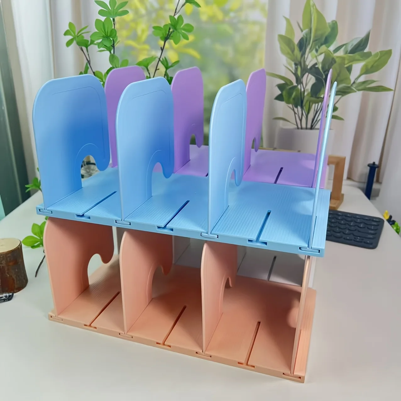 Adjustable Desktop Bookshelf Retractable Bookends, Non-slip Desk Organizer for School Office Home Desktop Bookshelf、Bookends
