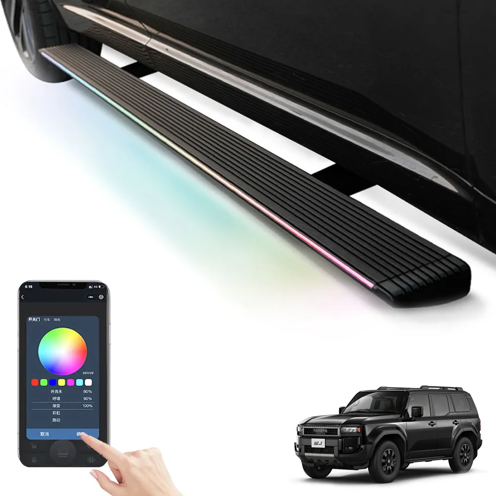 

WJ Super Price LED Lights Car Padel SideSteps Electric Retractable Running Boards for Prado LC250