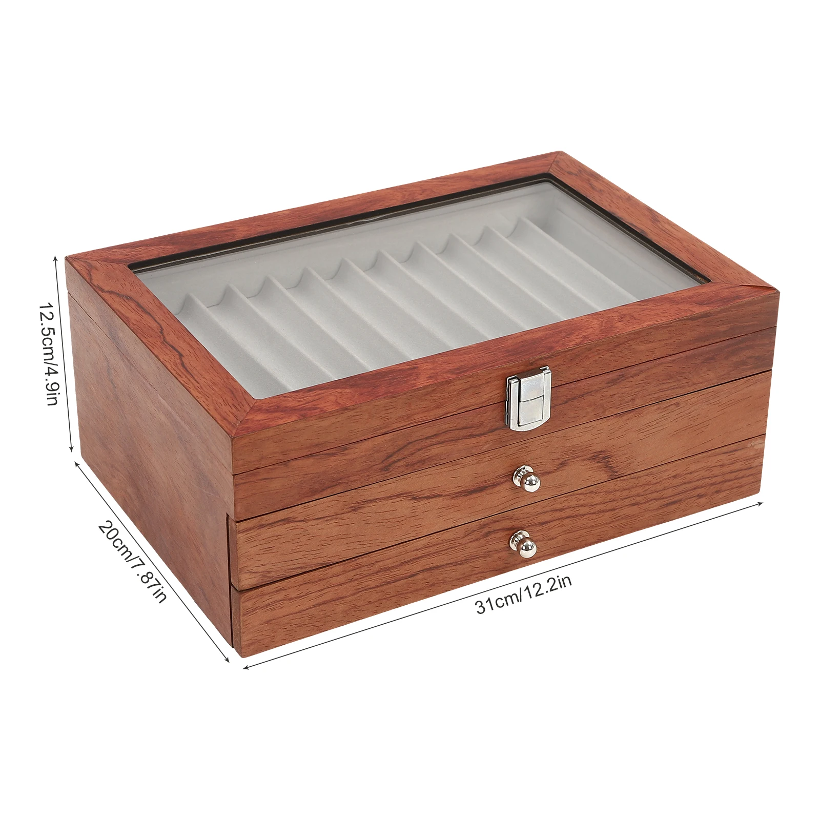 صندوق منظم القرطاسية من خشب الورد للهدايا ، درج تخزين ، صندوق لقلم حبر ، عرض قلم ، طالب ، 34 فتحة #6