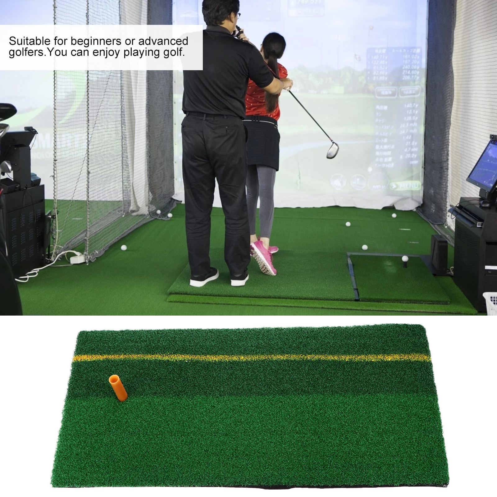 

1Set Premium Golf Swing Practice Mat True-Turf Hitting Surface for Indoor Outdoor Driving Chipping Putting Training Portable