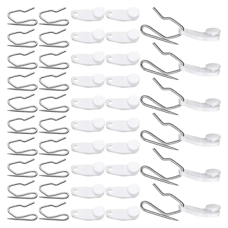 80 Set Traverses Rod Slides Curtain Track Glider Metal Hooks for Window Curtains Drapery Hook Replacement Accessories