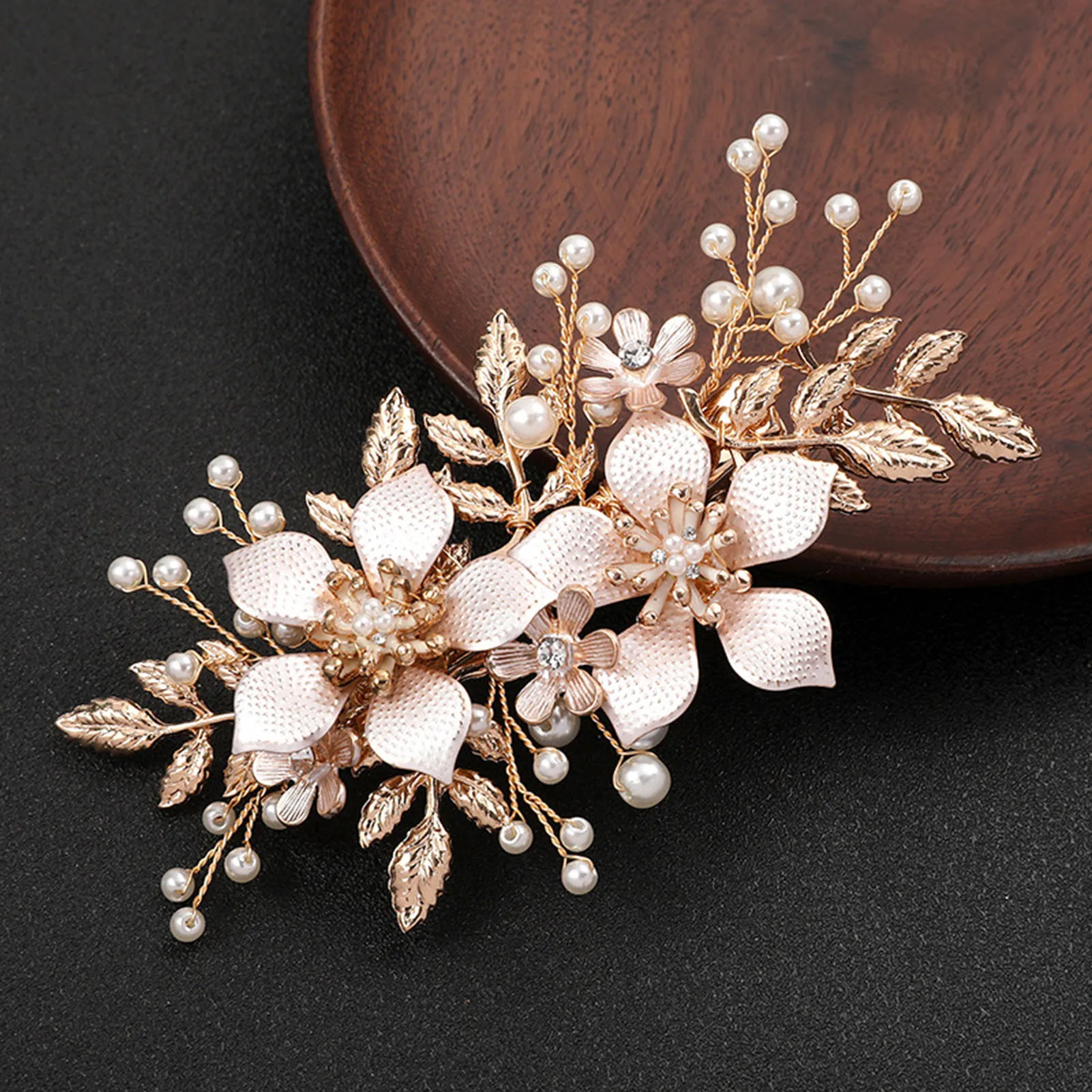 Rhinestones Flower Side Hair Clips Elegant Forehead Clip Chinese Retro Style for Bridesmaid Wedding Banquet