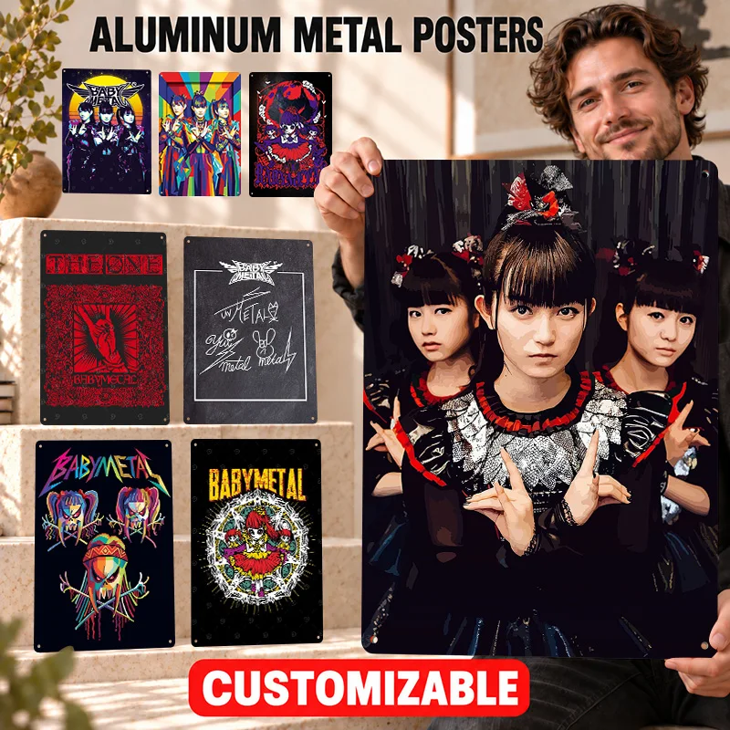 BABYMETAL Textured Metal Posters Aggressive Stage Design Collector Room Wall Art Personalized Aluminum Sign Gift For Rock Fans
