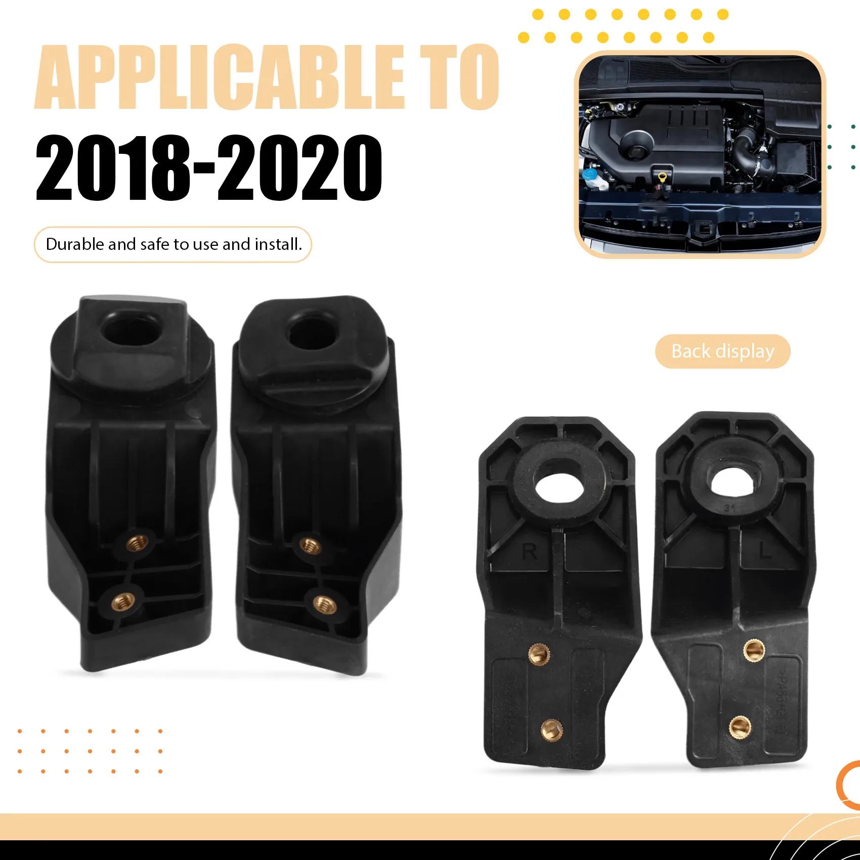 For Land Rover Range Rover Velar 2018-2020 1 Pair Upper Support Bracket For Radiator Core LR134919 LR134917