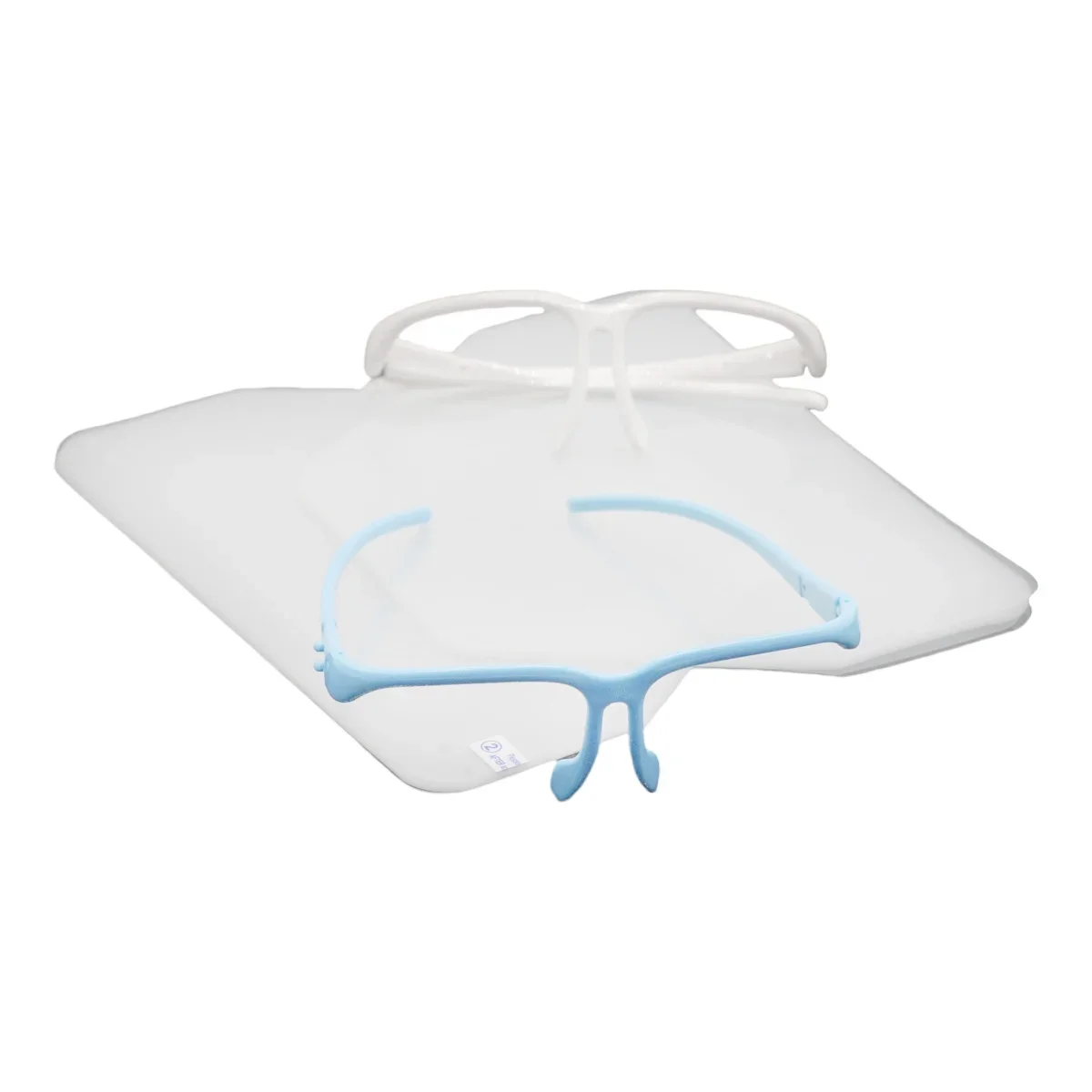 2Color White/Blue Dental Face Shield Anti-Fog Visor Splashproof Full Coverage Lightweight PPE With 10Pcs Films