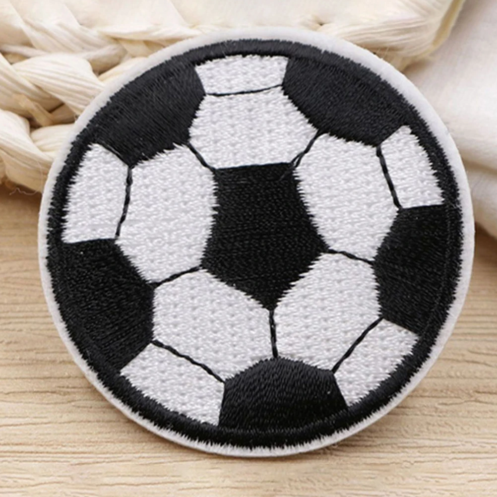 

10pcs Football Fabric Patches 6 3cm Cartoon Iron On Decorative Wear Resistant Sports Ball Cloth Supplies For Clothing Repair