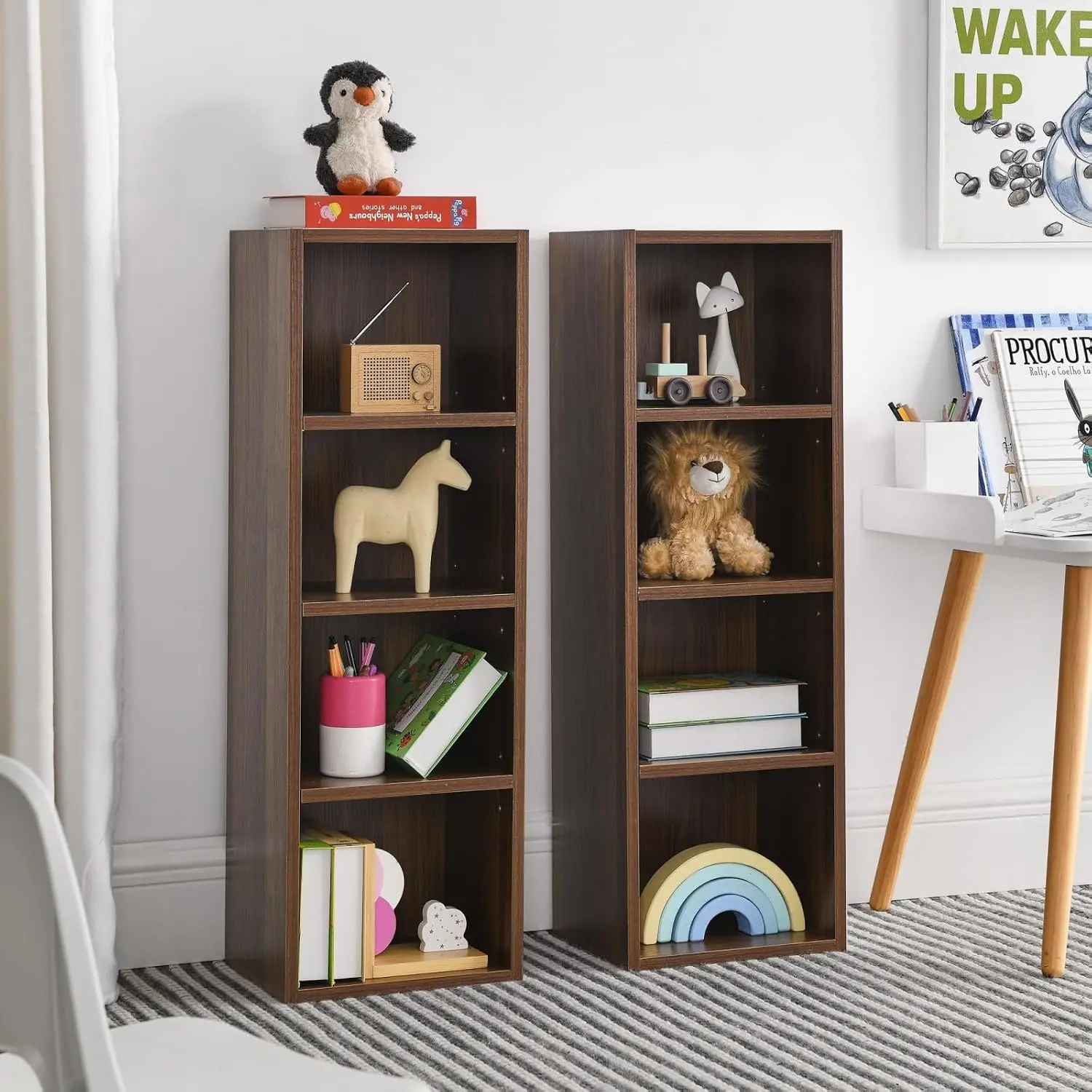 8-Tier CD Storage Cabinet, Slim DVD Shelf Narrow Bookshelf, Disassembled CD DVD Media Tower Rack with Adjustable Shelves for Hom