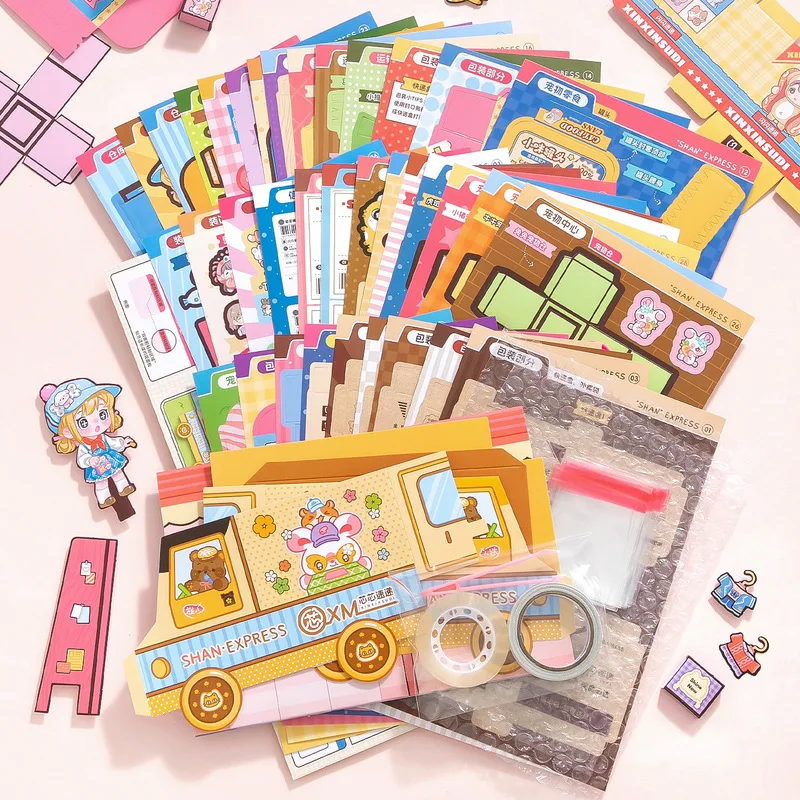 38Pcs Immersive Packing Game Stickers, Coated Paper Cartoon Animal Decoration Sticker for Scrapbook Album